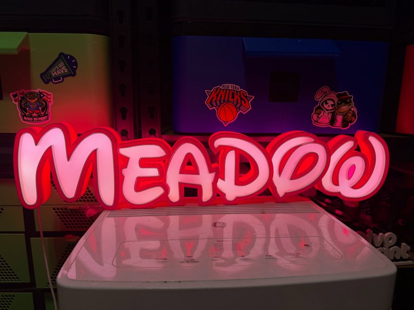 Pink personalized Meadow name light